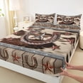 thumbnail image 3 of Manfei Rustic Western Full Sheet Sets, Texas Stars Sheet Set Full, Farmhouse Cow Print Bed Sheets Set Full Size, Ultra Soft Bedroom Decorative, 4pcs, 3 of 7