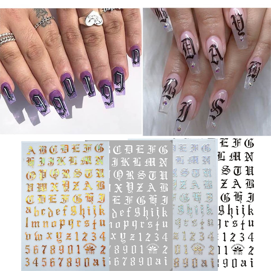 Comigeewa Ultra Thin Gummed Black And White Gold And Silver Nail Art Supplies Nail Sticker Walmart Com