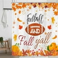 thumbnail image 5 of Fall Football Sport Shower Curtain, Fall Autumn Maple Leaves Pumpkin Farmhouse Harvest Football Thanksgiving Shower Curtain for Bathroom Autumn Bath Curtains with Hooks,72x72IN, 5 of 7
