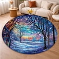 thumbnail image 5 of Round Area Rug, Christmas Tree3 Non-Slip Floor Mat, Soft Washable Carpet for Living Room Bedroom Decor 71 Inch, 5 of 6