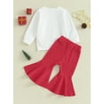 thumbnail image 5 of FEORJGP Toddler Infant Baby Girls Christmas Outfits Santa Claus Print Pullover Long Sleeve Sweatshirt Round Neck Tops and Solid Color Flared Pants Sets for Kids Loose Casual Clothes Set, 5 of 9