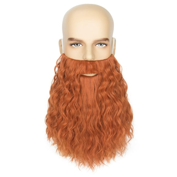Barba y bigote Yan Dream para hombre, largo, rizado, rojo jengibre