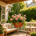 thumbnail image 2 of 5pcs Hanging Pots for Plants Outdoor, Hanging Planter Basket Brown Wall Hanging Plants Pot with Chain and Drainage Holes for Indoor Outdoor Patio, 2 of 5