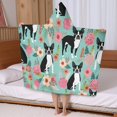 thumbnail image 5 of Green Boston Terrier and Flower Hooded Bath Towel，50"x30" for Ages 3 To 12 Kids, Quick Dry Lightweight Soft Microfiber Hood Beach Towel Cover Up for Kids, 5 of 7