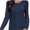 Navy blue, variant on Women's Crew Neck Button Down Long Sleeve Cardigan Sweater