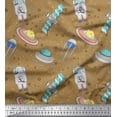 thumbnail image 1 of Soimoi Brown polyester Crepe Fabric Star & Satellite Galaxy Print Fabric by the Yard 42 Inch Wide, 1 of 3