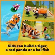 LEGO Creator 3 in 1 Majestic Tiger Building Toy - Build & Display Set for Kids, Girls & Boys, Ages 9+ Birthday Gift Idea - Create a Tiger, Panda, or Koi Fish - 31129