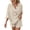 Beige, variant on Women's Summer Linen 2 Piece Set V Neck 3/4 Sleeve Shorts Beach Casual
