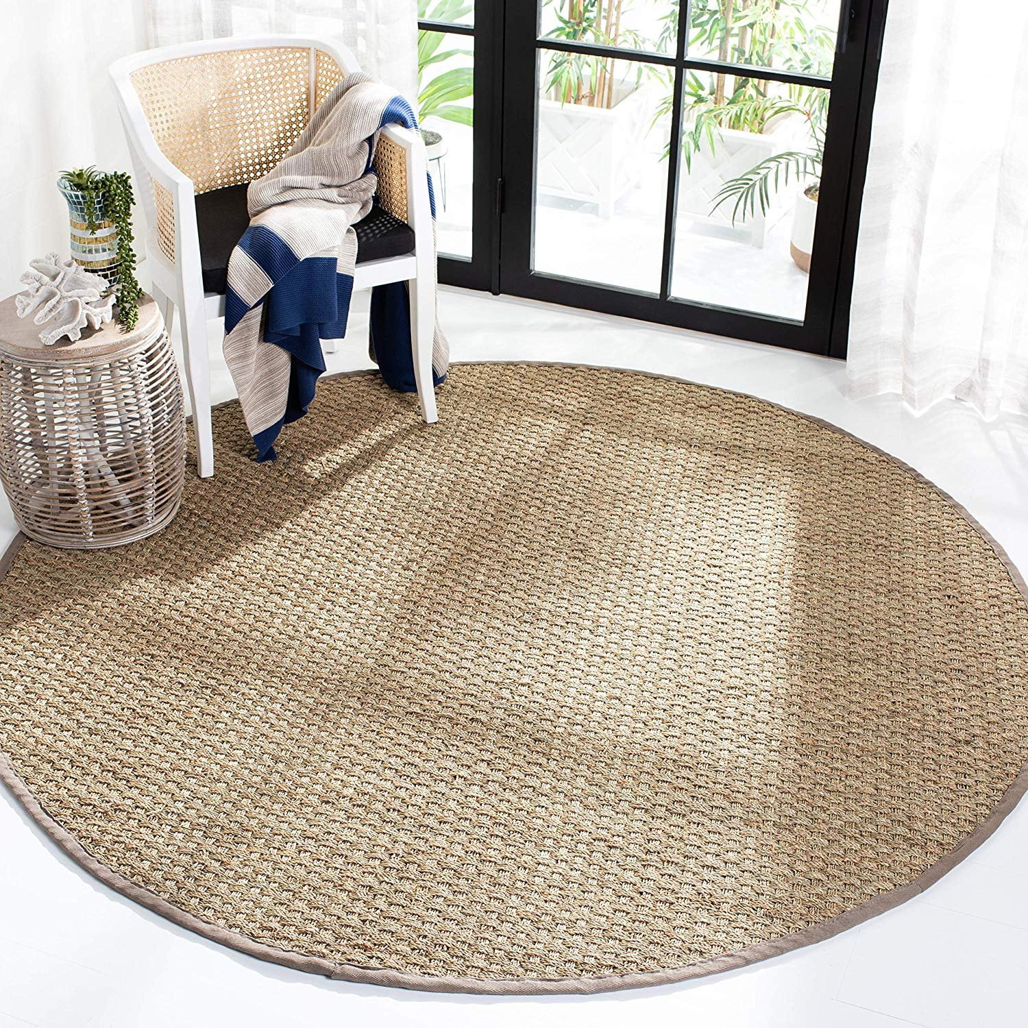 Safavieh Natural Fiber Collection NF114P Basketweave Natural and Grey