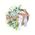 thumbnail image 2 of Easter Cross Wreath 17.7inch - Artificial Lily Flowers Wreath,UV Resistant Spring Religious Garland Door Hanging Decoration For Farmhouse Front Door Wall Window Party Indoor Outdoor Decor, 2 of 8