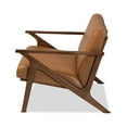 thumbnail image 3 of Baxton Studio Bianca Mid-Century Modern Walnut Brown Finished Wood and Tan Faux Leather Effect Loveseat, 3 of 7