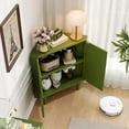thumbnail image 5 of Fluted Floor Corner Kitchen Cabinet, Wooden Freestanding Cabinets Organizer with Door, Side Storage Organizer for Living Room, Dining Room, Bathroom Green, 5 of 16