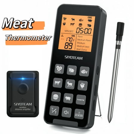 Wireless Meat Thermometer, Meat Thermometer Wireless For Grilling And Smoking, Pre-Programmed Temperatures, 200FT Remote Range | For Oven, Grill, Kitchen, BBQ, Smoker