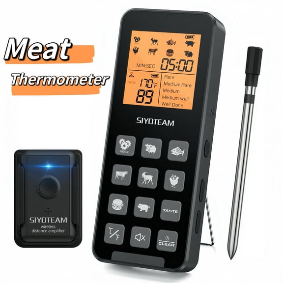 Wireless Meat Thermometer, Meat Thermometer Wireless For Grilling And Smoking, Pre-Programmed Temperatures, 200FT Remote Range | For Oven, Grill, Kitchen, BBQ, Smoker