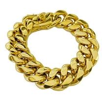Mens 24k Gold Plated Miami Cuban Link Hip Hop Bracelet 316L Stainless Steel 8.5" 20MM Thick