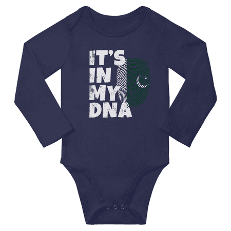 

It s In My Pakistani DNA Baby Long Sleeve Romper Bodysuit (Navy 6 Months)