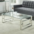 Eros Contemporary Stainless Steel/Glass Coffee Table in Silver/Clear ...