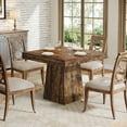 thumbnail image 3 of Finmind Square Dining Table for 4, 31.5-inch Farmhouse Kitchen Table with Sturdy Pedestal Base, Wood Dinner Table for Living Room, Vintage Brown, 3 of 9