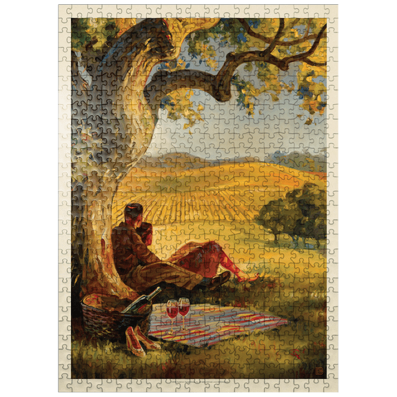 MyPuzzle - Oil Painting: Wine Country, Vintage Poster - Premium 500 Piece Jigsaw Puzzle for Adults