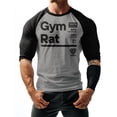 thumbnail image 2 of Gymish RAGLAN Gym Rat Workout T-Shirt for Men – Funny Gym Shirt, Men’s Athletic Raglan Tee, Heather Grey, Small, 2 of 6