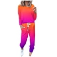 thumbnail image 1 of Sweatsuits 2pcs Sets Womens Hot Sale Clearance 2Pc Women Pure Color Suit Long Sleeve Leisure Pocket Home Sweatpants Sets, 1 of 5