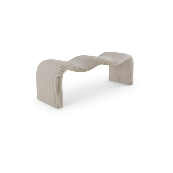 Meridian Furniture Willow Beige Microsuede Corduroy Bench