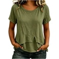 thumbnail image 2 of Women's Summer Round Neck Short Sleeve Casual Top Solid Color Blouse, 2 of 5