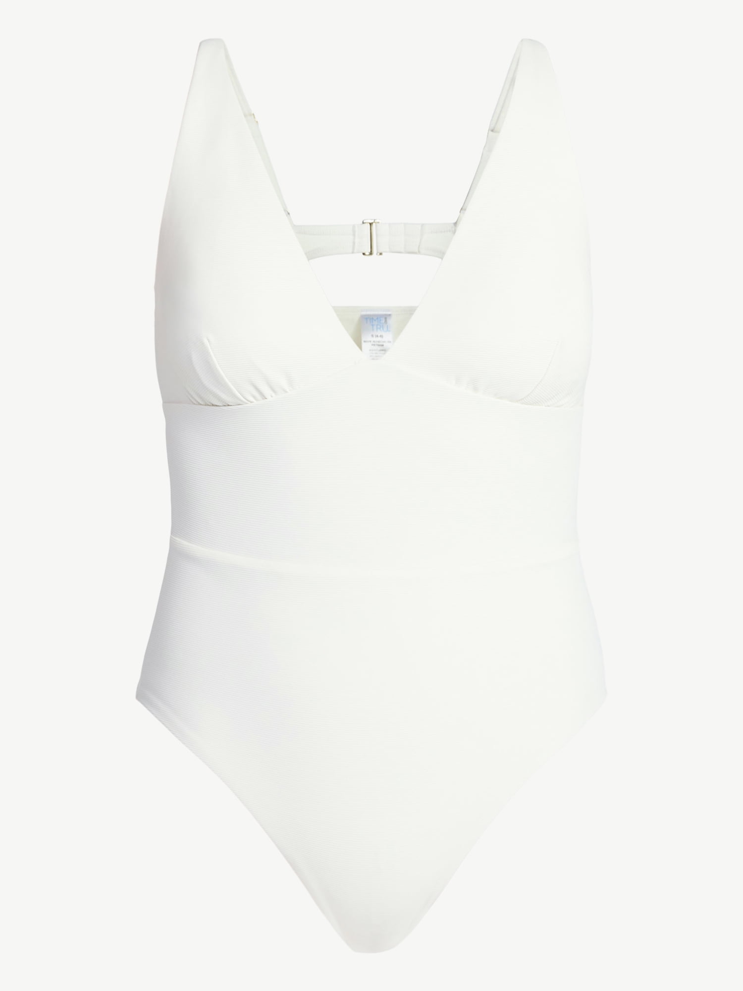Time and Tru Women's and Women’s Plus Ribbed Plunge One-Piece Swimsuit, Sizes XS-3X