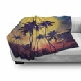thumbnail image 3 of Tropical Soft Flannel Fleece Blanket, Retro Style Full Moon Rise with Palm Silhouettes Romantic Magic Night at the Beach, Cozy Plush for Indoor and Outdoor Use, 60" x 80", Multicolor, by Ambesonne, 3 of 6