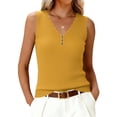 thumbnail image 3 of Lumtrix Sweater Vest for Women Scalloped V Neck Ribbed Knit Lightweight Tank Top Stretchy Slim Fitted Button Down Cami Yellow XL, 3 of 6