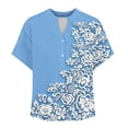 thumbnail image 5 of Mifsaly Womens Summer Tops V Neck Floral Print Short Sleeve Linen Top Casual Loose Fit Button Down Work Office Versatile Fashion Shirt S, 5 of 5