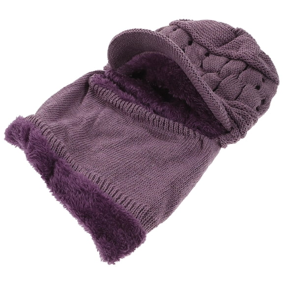 Worgeous 1Pcs Purple Woolen Yarn Hat for Elderly Women Outdoor Activities