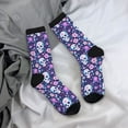thumbnail image 5 of KLL Skull Purple Flower Print Cool Socks Men's Women's Crew Socks Funny Crazy Novelty Stockings, 5 of 6