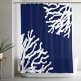 thumbnail image 5 of Shower Curtains for Bathroom-36"x72",Sea Coral Navy Blue Waterproof Bath Curtain Grommet Shower Curtain Set with Hooks, 5 of 9