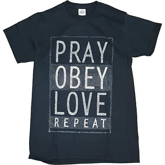 Pray Obey Love Black Mens Tee