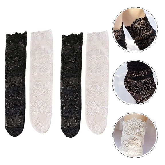 LOLIPPYY Women's Japanese Style Lace Socks, Breathable Nylon, Comfortable Fit, Assorted Colors, 2 Pair Set