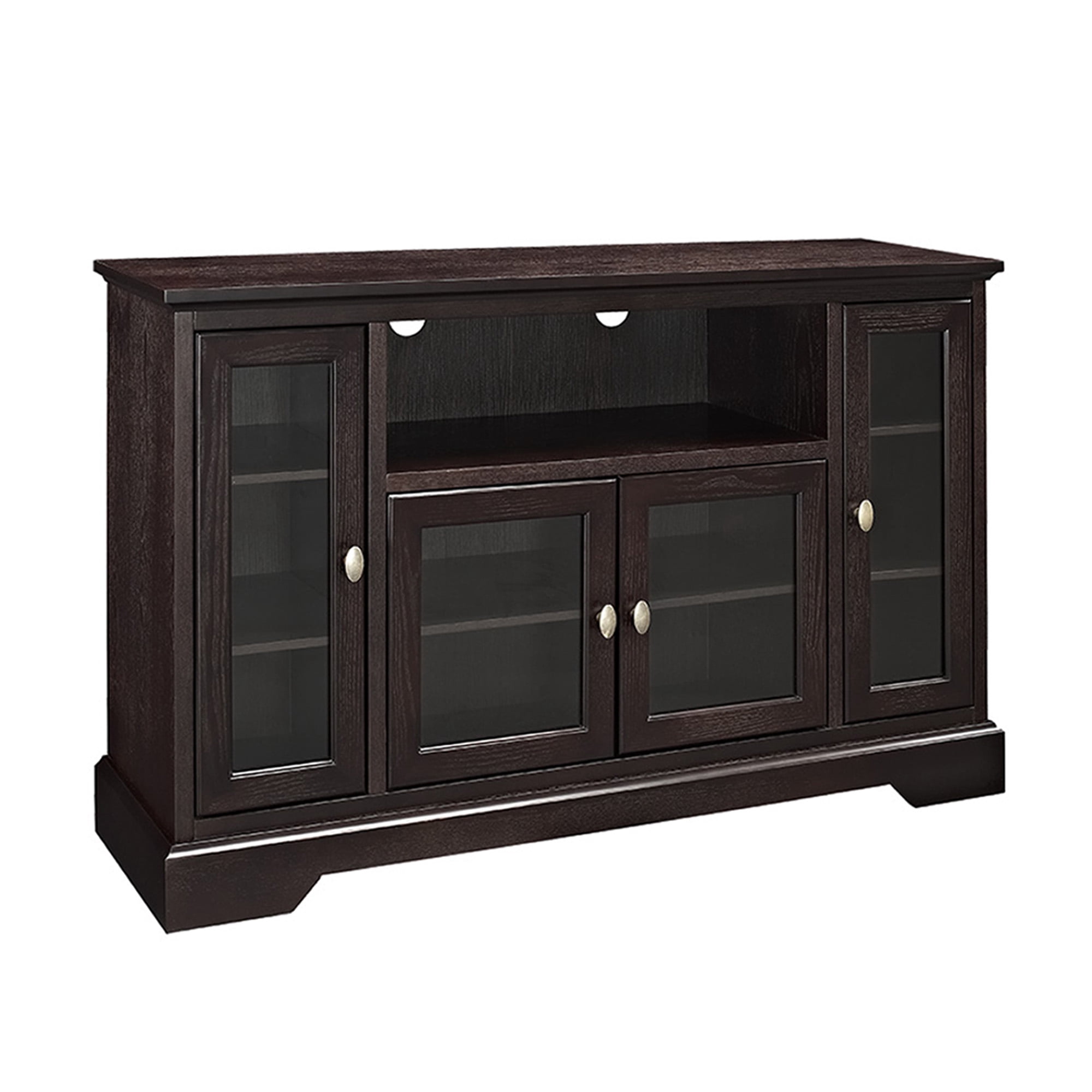 Manor Park Transitional Highboy Glass Door Wood TV Stand, Espresso