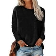 thumbnail image 4 of Pompotops Blouse d'Été Décontractée à Manches Longues pour Femme, Col Rond, Hauts Unis, T-Shirt, Liquidation, 4 of 6