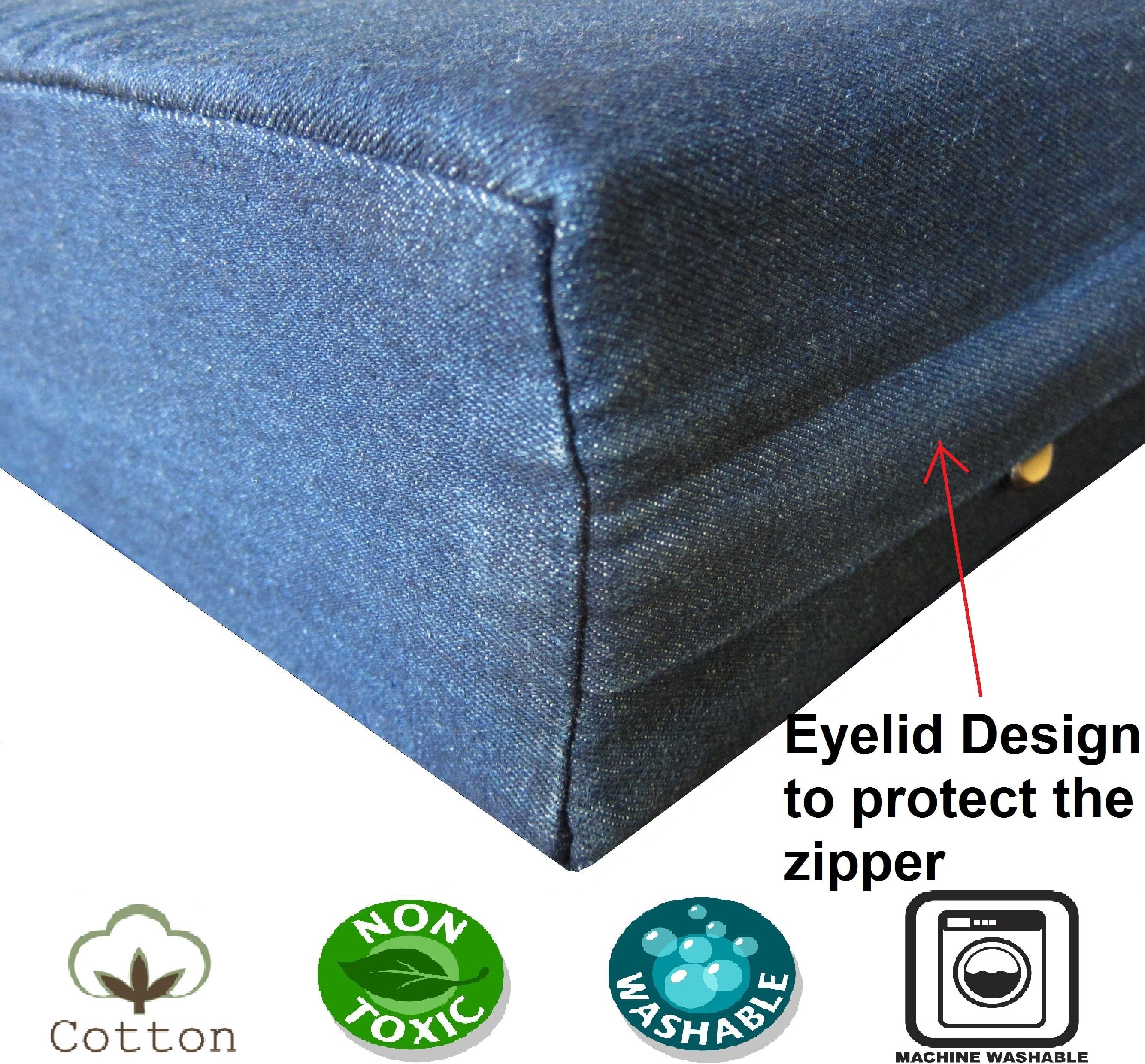 Dogbed4less XXL Headrest Memory Foam Dog Bed, 55" x 37" Waterproof Liner with Washable Denim Cover