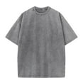 thumbnail image 2 of ADSSDQ Oversized Cotton Solid T Shirts for Men Vintage Streetwear Basic Tees Baggy Hip Hop Unisex Tops Tshirt Gray M, 2 of 4