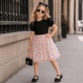 thumbnail image 4 of IPIO Girls Black Puff Sleeve Dress with Colorful Polka Dot Tulle Skirt, Birthday Party Fit and Flare Dress, 4 of 7
