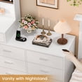 thumbnail image 6 of Large Makeup Vanity with LED Light Mirror & Power Outlet, 8 Drawers, 3 Color Modes & Adjustable Brightness Corner Vanity, L Shape Vanity, Dressing Table, White, 6 of 10