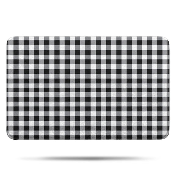 Black White and Gray Checkerboard Pattern Bathroom Rugs Mat,Non Slip Microfiber Bathroom Rug,Rubber Backing,Soft Bathroom Mats for Bathroom Floor,Tub and Shower,17x27in(43x68cm)