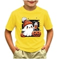 thumbnail image 2 of Wonitaaizi Teen Girls Pumpkin Halloween Tshirts Funny Ghost Graphic Tees Kids Cute Holiday Party Clothes (6-7 Years,Yellow), 2 of 5