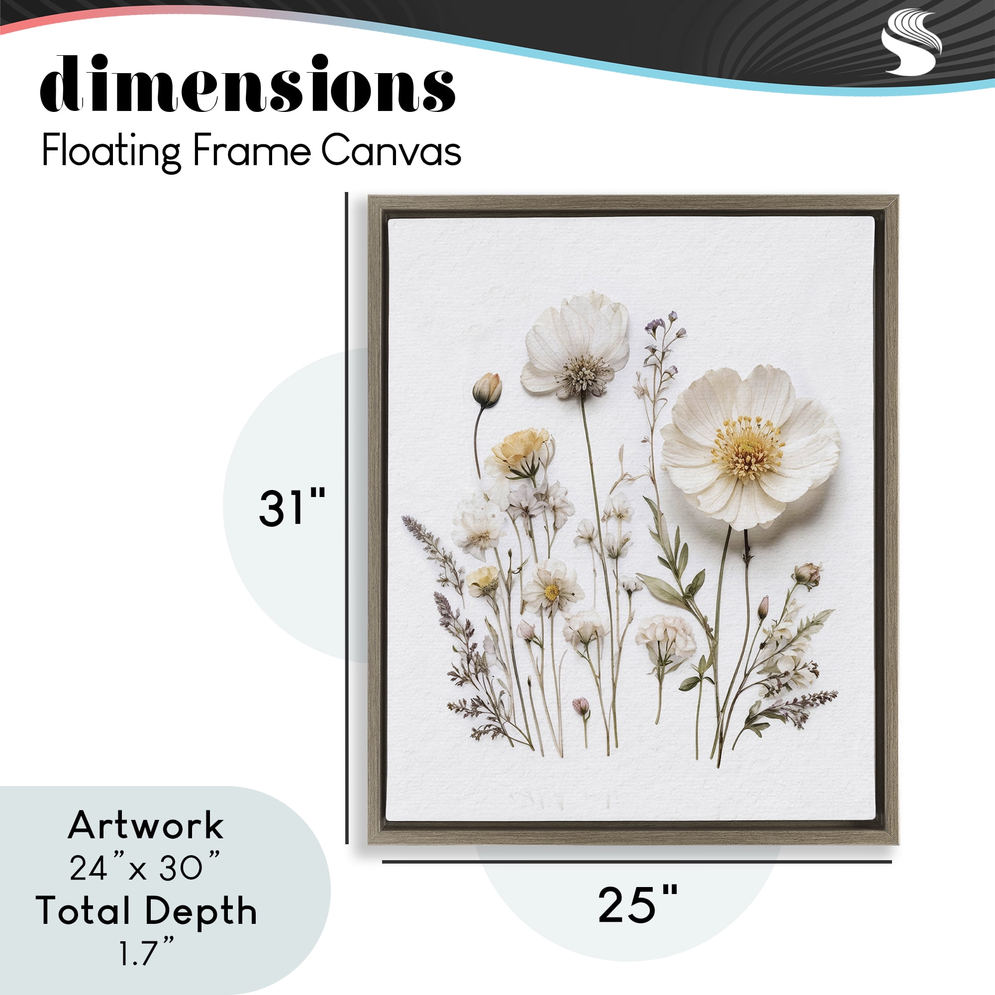 Pressed Bathroom Botanicals Brown Framed Floater Canvas Wall Art, design by Lettered and Lined
