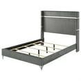 thumbnail image 3 of Jenny Queen Size Bed- Wingback Fluted Upholstered Headboard- Gray, 3 of 6