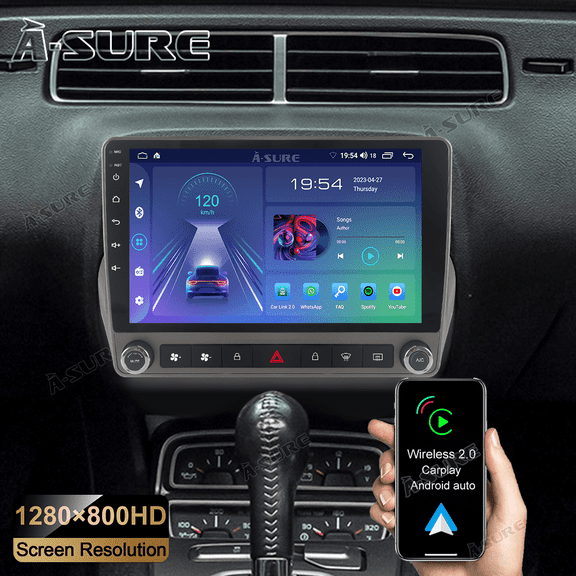 For 2010-2015 Chevy Camaro 2 32GB Android 14 Car Stereo Radio with Apple CarPlay/Android Auto/GPS Navi/Wi-Fi/BT 5.0/DSP