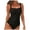 Black, variant on Women One Piece Swimsuit Square Neck Ruched Bathing Suit Wide Strap Monokini Tummy Control Swimwear for Beach Pool Vacation Black L