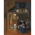 thumbnail image 2 of de Hooch, Pieter 12x14 White Modern Wood Framed Museum Art Print Titled - A Woman Preparing Bread and Butter for a Boy, 2 of 4