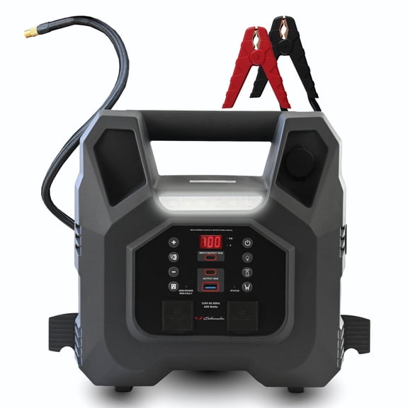 Schumacher Electric 1500A Car Battery Jump Starter & Power Station, Air Compressor – DC, USB, AC Outlets – 12V Sport, Auto & Marine Batteries, SJ1694